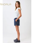 Mandala Side Ruffled Top - baby blue