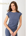 Mandala Side Ruffled Top - eclipse blue