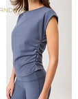 Mandala Side Ruffled Top - eclipse blue