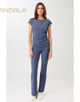 Mandala Side Ruffled Top - eclipse blue
