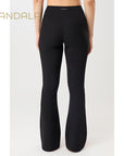 Mandala Flared & Ribbed Pants - black