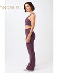 Mandala Flared & Ribbed Pants - burgundy