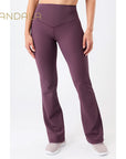 Mandala Flared & Ribbed Pants - burgundy