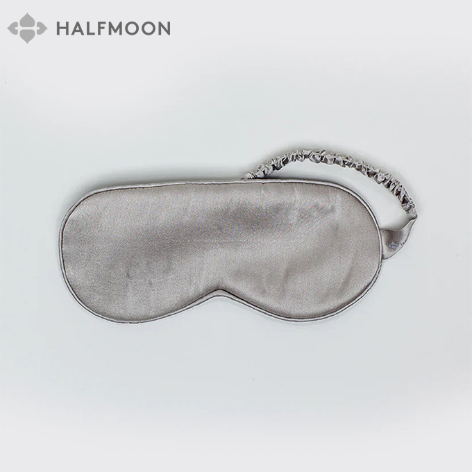 Halfmoon Schlafmaske aus Seide - Fossil Grey/Dune