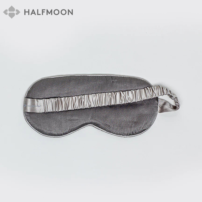Halfmoon Schlafmaske aus Seide - Fossil Grey/Dune