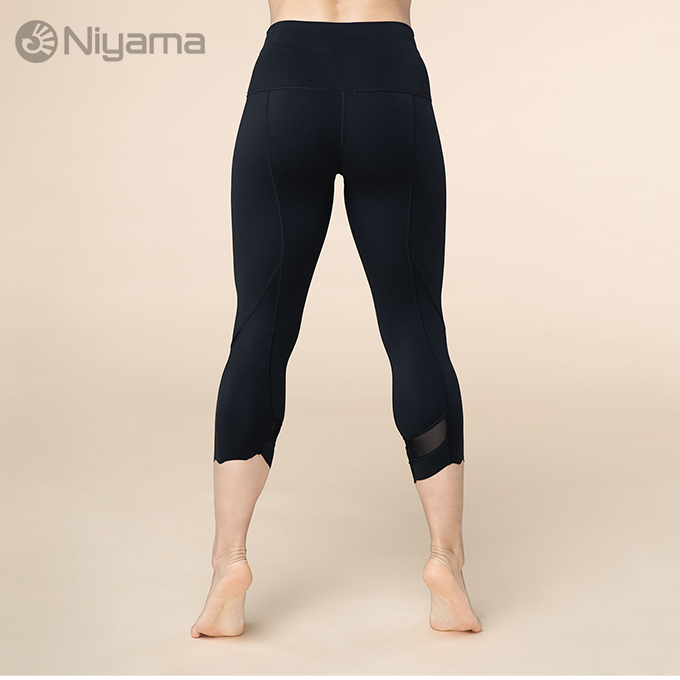 Niyama Leggings ¾ Mesh Yoga Leggings Capri - schwarz