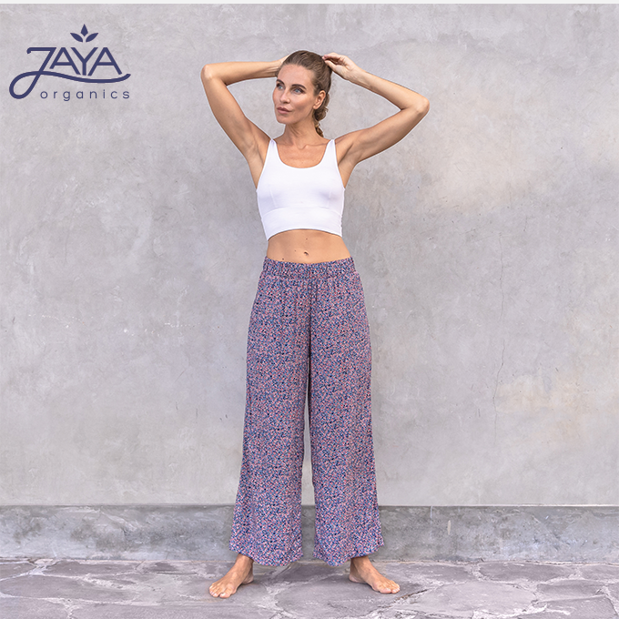 Jaya Melody Damen Yoga Sommerhose - blue flowers